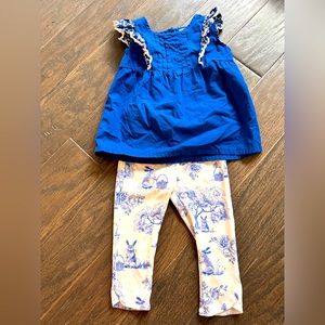 Gymboree blue & white spring capri leggings / shirt set - 5